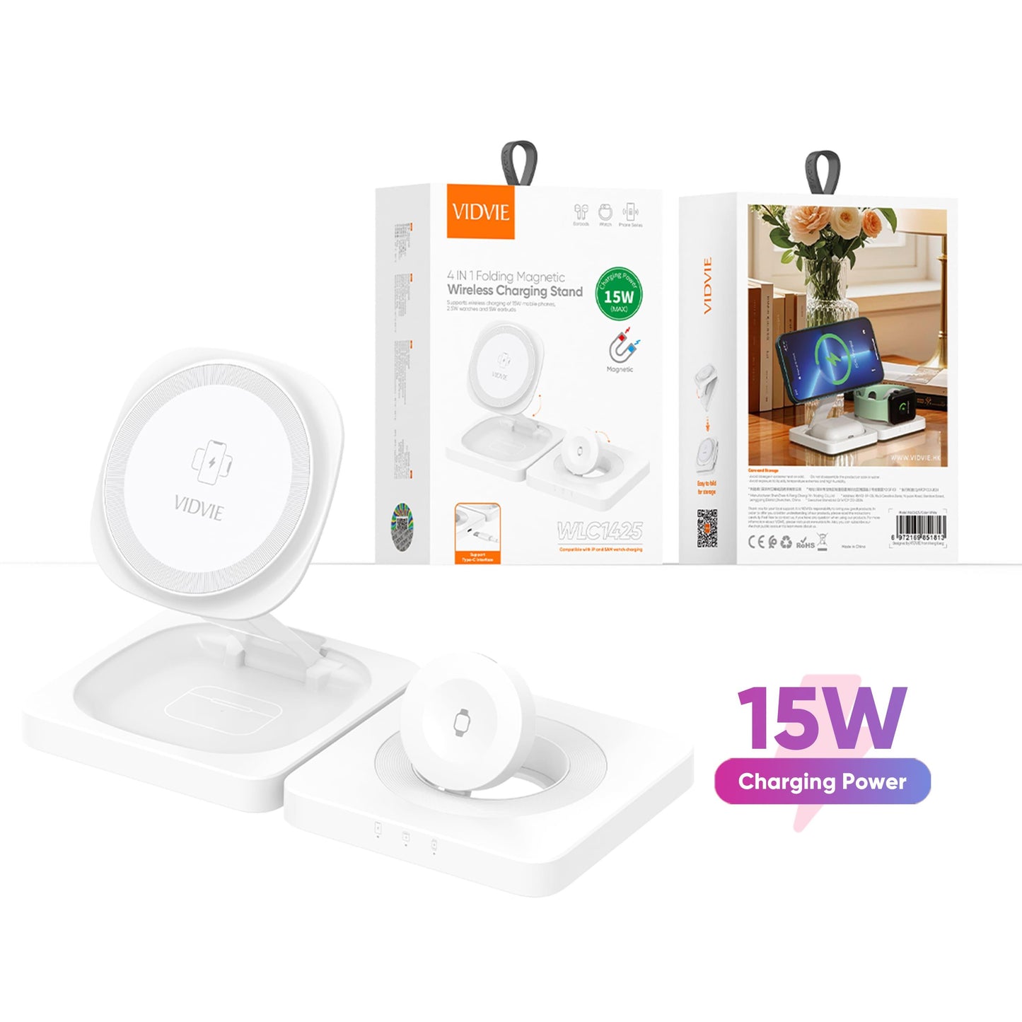 VIDVIE WLC1425 vikbart 3 i 1 laddningsställ