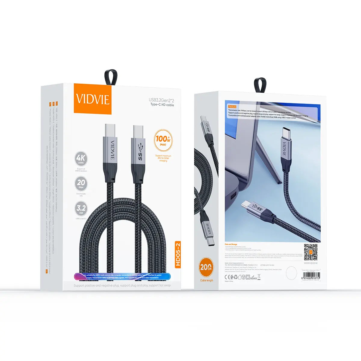VIDVIE HD05 USB 3.2 USB-C kabel 2 m