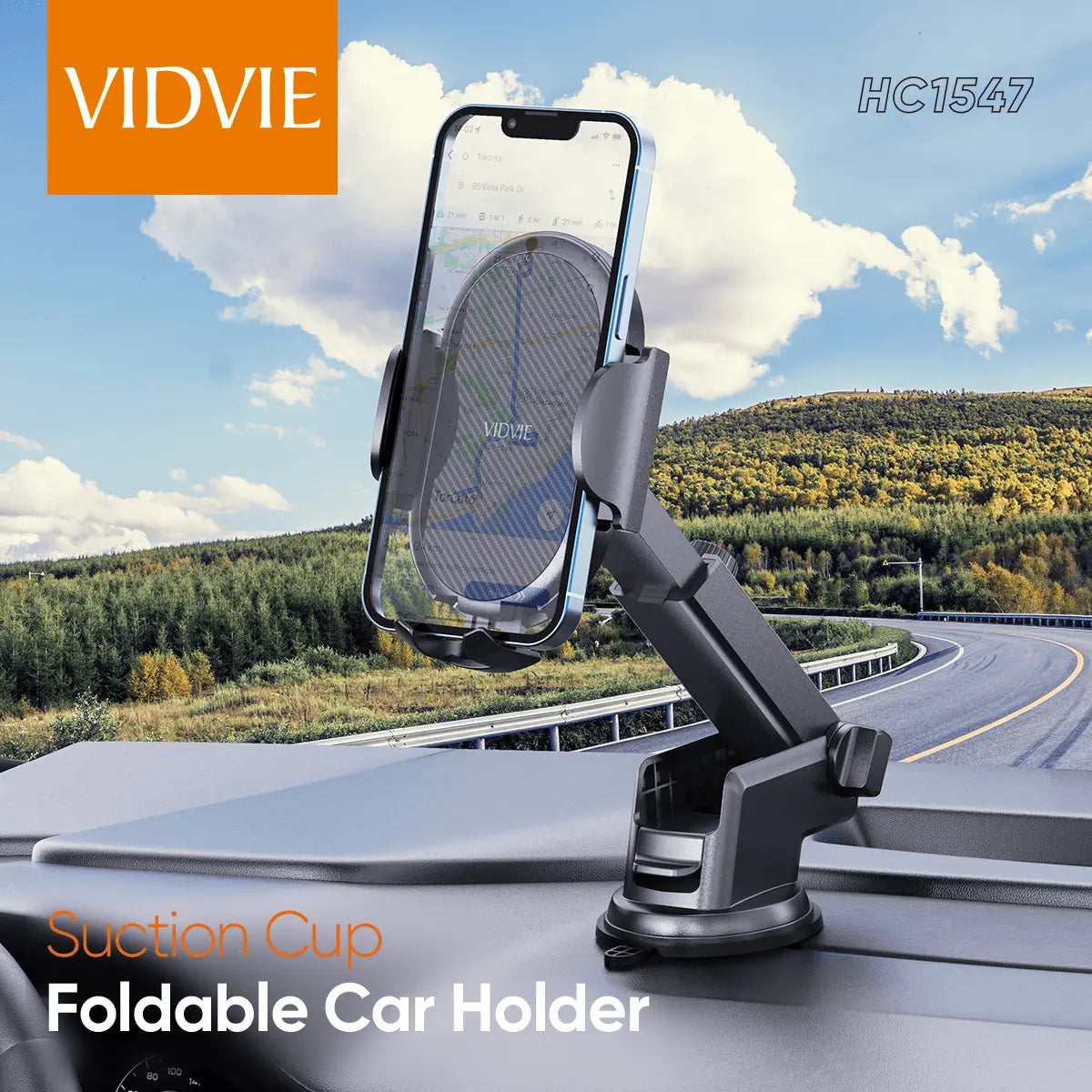VIDVIE HC1547 vikbar mobilhållare med sugkopp