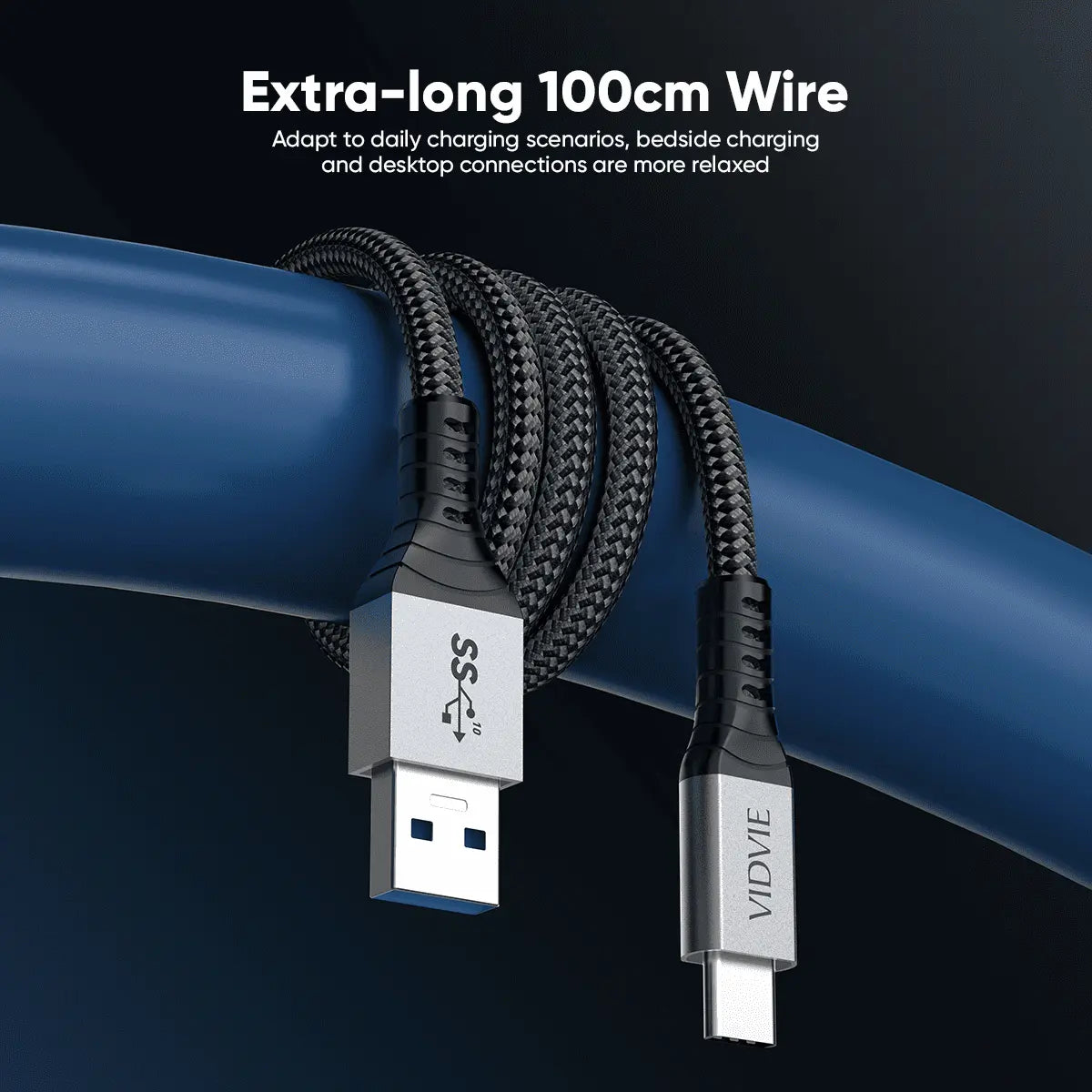 VIDVIE HD08 USB A till USB C kabel 1 m