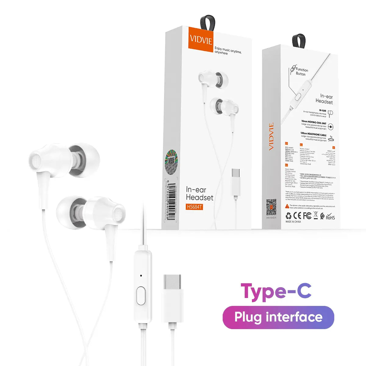 VIDVIE HS684T in-ear USB-C hörlurar