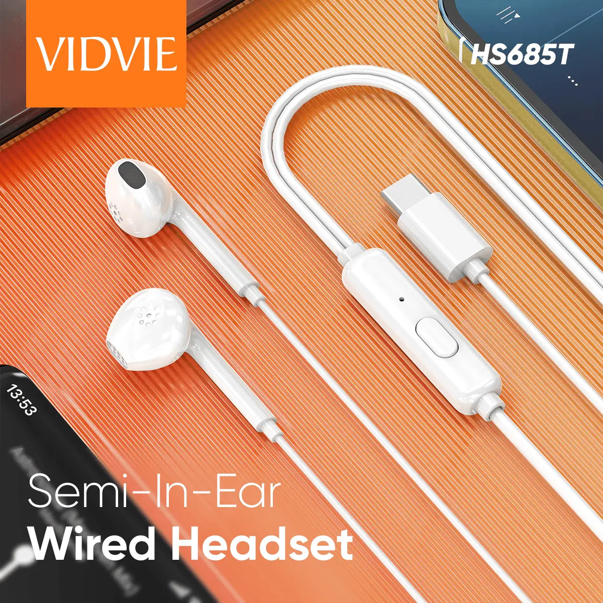 VIDVIE HS685T semi in ear hörlurar med USB C