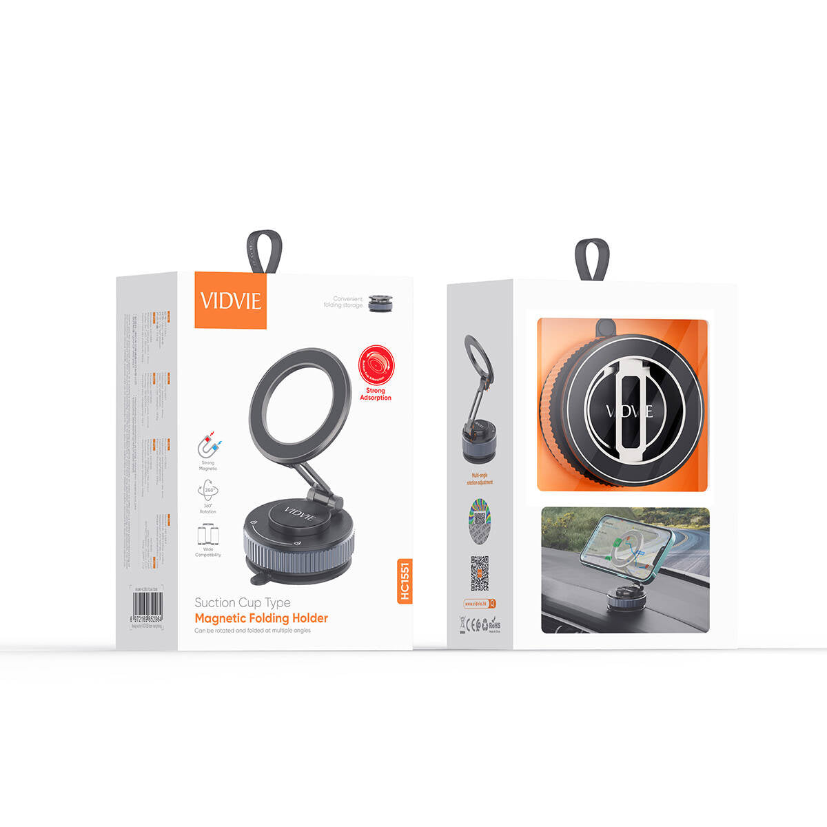 VIDVIE HC1551 magnetisk vikbar hållare med sugkopp