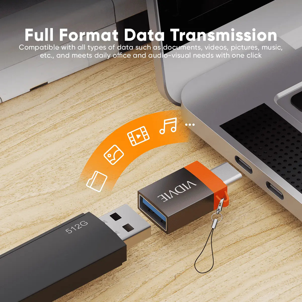 VIDVIE AL1129 USB-A till USB-C OTG-adapter