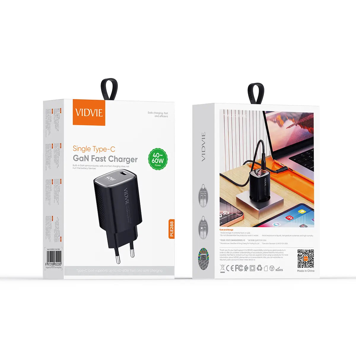 VIDVIE PLE288 GaN snabbladdare 60W USB C