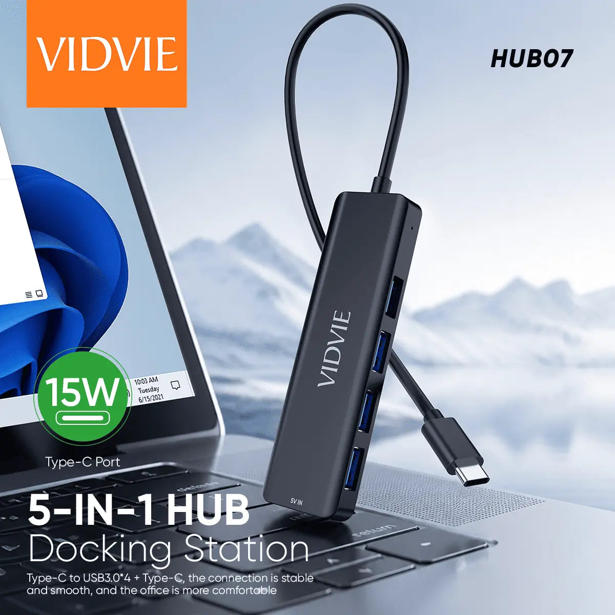 VIDVIE HUB07 5 i 1 USB C hubb