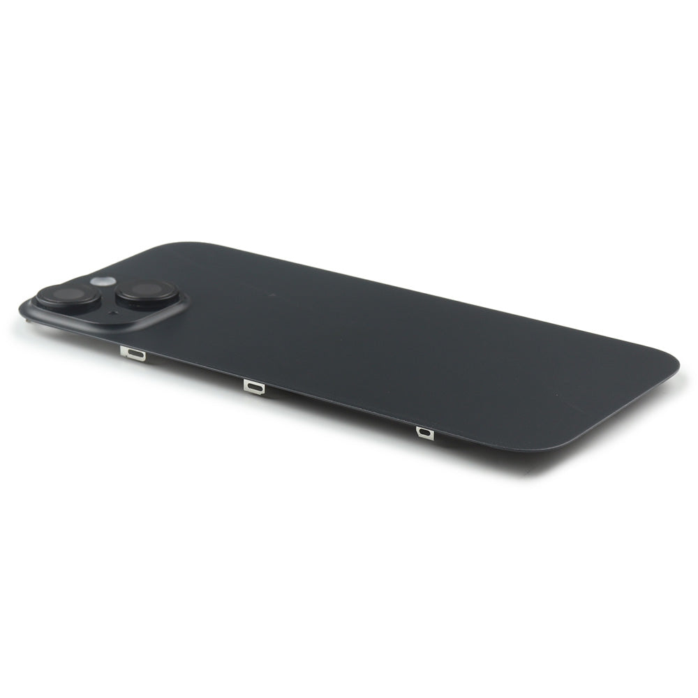 Bakstycke incl. Kameralins, Flash Light and Wireless Charging för iPhone 15 (EU Version) Black Titanium Pulled